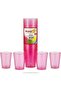 Sunny Colored Reusable Plastic Cups 8oz – 25 PCS Transparent Colored Drinking Cups for Juice, Water & Soft Drinks | Recyclable BPA-Free Party Cups (Pink)