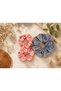 3-Piece Scrunchie Hair Clip Set – Pink & Glitter Gray Soft Fabric Elastic Hair Clip