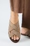 Romina Women's Genuine Leather Cross Knit Mink Slippers - 6
