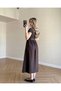 Women's Skirt Poplin Short Sleeve Belted Dress - 4