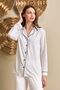 New Season Women's Ecru Front Buttoned Special Design 100% Cotton Pajama Set