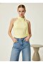 Women's Asymmetrical Halter Neck Shiny Stone Printed Viscose Blouse 26084 - 3