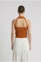 Women's Polo Neck Backless Crop Blouse - 3
