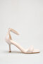 Beige Wrinkled Single-Strap Evening Dress Sandals with Goblet Heels - 3