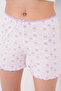 Strappy Ruffle Detailed Chest Embroidered Viscose Undershirt Checkered Heart Patterned Milan Shorts Summer Women's Pajama Set - 7