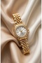Princess Women's Steel Watch Gold Color Stone Case White Dial Vintage Watch Old Money Luxury Elegant Stylish Women's Wristwatch |   Limited Edition 2026 - 2