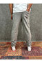 Elastic Waist Cotton Linen Gray Trousers - 2