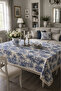 French Country Patterned Tasseled Duck Fabric Tablecloth
