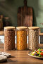 2-3 Bamboo Vacuum Lids Round Borosilicate Glass 3-Piece Jar Set Storage Container 1300ml 10X20Cm - 3
