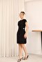 Black Draped Women's Dress with Gold Accessory Detail - 4