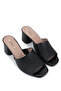 Women's Genuine Leather Black Heeled Slippers - 2