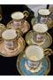 6-Piece Colorful Embossed Golded Patterned Footed Coffee Cup Set 90 ml - 4