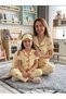 Yellow Cherry Print Short-Sleeved Shirt Lapel Summer Pajamas Set Suitable for Girls and Mother - 2