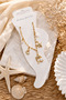 Gold Color Dolphin Figured Anklet with Pearls and Sea Theme – Summer Anklet with Starfish and Seashell Detail - 2