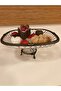 Presentation Service Stand Square Flat Model Cut Glass Cast Brass Color Antique Aged Diameter 24X24 cm Height 12 cm - 6
