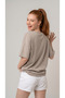 Women's Beige Oversize Crew Neck Comfortable Fit Relaxed T-Shirt - 3