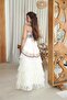 فستان سهرة أوف وايت صدر كلفة مطرز وتنورة دانتيل طبقات - 3
