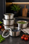 3-Piece 304 Stainless Steel Storage Container Set with Glass Lid Food Storage Container 16-18-20 cm - 4