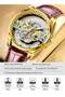 Mens Quartz Watch Alloy Strap Skeleton Transparent Dial Waterproof Luminous Analog Wristwatch Luxury Mechanical Style Design Gift for Men Brown - 7