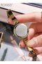 Women's Gold Bracelet Quartz Watch Round Black Dial Waterproof Retro Analog Wristwatch Gift for Women - 7