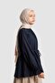 Cotton Voile Gathered Blouse Navy Blue - 7