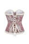 Pink Floral Special Textured Ruffle Detailed Strapless Corset Bustier - 2
