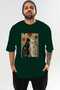 For the Sake of Cats 82 Front Cat Printed Green Oversize T-Shirt 100% Cotton Unisex Cat Lover Premium Design - 2