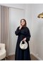 Hijab Dress Ruffle Detailed Elastic Waist Modal Fabric Flight Flight Comfortable Cut Summer Maxi Dress Black
