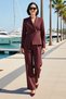 Women's Double-Breasted Jacket and Trousers Set Woven Fabric Fitted Cut Long Sleeve Lapel Casual Comfortable