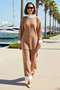 Women's Plus Size High Neck Color Block Ribbed Knitwear Set Long Sleeve Slit Casual Daily Modern