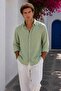 Men's Muslin Fabric Long Sleeve Green Shirt Relaxed Fit Ls-19848 - 2