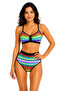 Women's Colorful Patterned Bikini Set High Waist Gathering Swimsuit