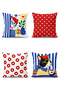 Red Polka Dot and Cat Pattern 4-Piece Throw Pillow Cover Set - 3