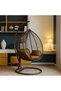 Hanging swing chair Hanging Egg Indoor Outdoor Patio Wicker Rattan Swing Chair with UV Resistant Random Washable Cushions & Iron Frame for Garden, Living Room & Backyard & (BROWN) - 6