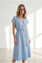 Women's Blue Straw Lace-Up Bat Waist Elastic Dress Elb-19002486 - 4