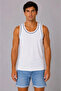 Men's 3-Piece Sleeveless Sports Athlete Set with Summer Crew Neck - Navy Blue, Red, White - 4