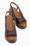 Marry Genuine Leather Brown Elastic Wedge Heeled Women's Shoes - 4