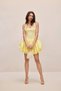 Imported Full Lycra Modal Fabric and Woven Fabric Lined Back Gipe Elastic Mini Balloon Dress-Yellow - 6