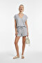 V-Neck Textured Relaxed Fit Shiny T-Shirt - 5