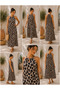 Eye-Catching Elegance! Women's Patterned Summer Long Single Jersey Dress with Gipe Detail at the Waist - 4