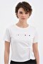 Women's slim fit t-shirt with front embroidery and handwork detailed design - 3