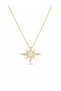 316L Steel Chain Gold Color Pole Star Model Pearl and Zircon Stone Detailed Women's Necklace