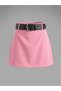 Women's Belt Detailed Mini Skirt with Shorts