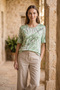 Women's Plus Size Crew Neck Patterned Short Sleeve Cotton Mom T-Shirt Combed Cotton Blouse - 4