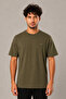 Khaki logo men's modal oversize jacket with premium basic t-shirt inside 250