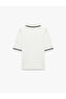 Striped Contrast Detailed Short Sleeve Buttoned Polo Collar Knitwear Sweater - 7
