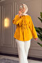 6535 - Stylish Comfortable Ruffle Detailed Woven Peach Fabric Women's Shirt - 6