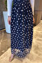 Navy Blue Polka Dot Chiffon Skirt with Elastic Waist - 2