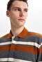 Ar-Ma Men's Polo Collar Sweatshirt, Unprinted, Striped, Buttoned, Without Pockets, Large Size, Ringel Ottoman K30554801 - 2