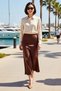 Women's Midi Length Fish Cut Satin Skirt High Waist Plain Pattern Casual Daily Wear Modern Stylish Comfortable - 3